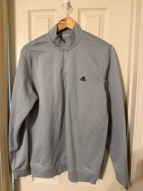 adidas Light Gray Half-Zip Performance Pullover